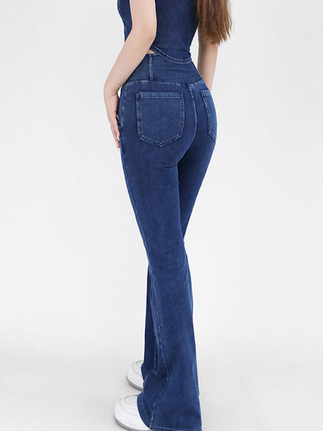 Wide Waistband Bootcut Jeans with Pockets Carauana Store