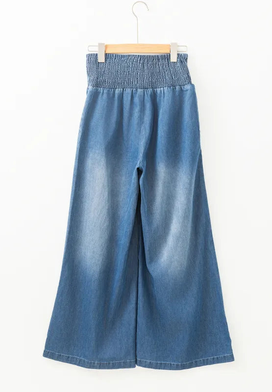 Smocked Wide Leg Jeans Carauana Store