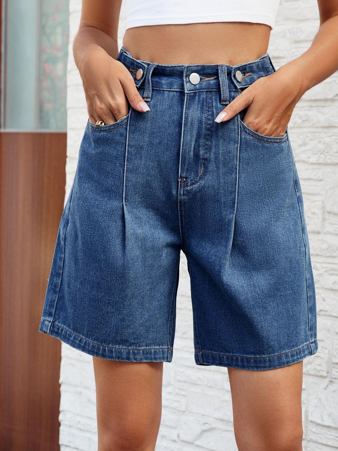 High Waist Denim Shorts with Pockets Carauana Store