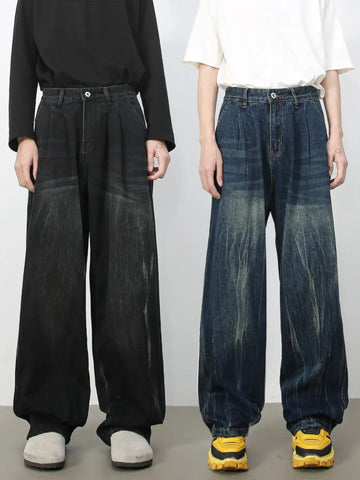 Men's High Waist Washed Jeans