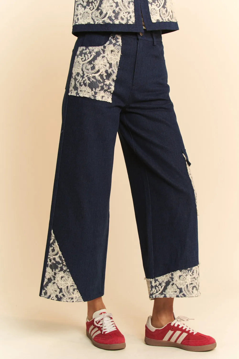 Davi & Dani Lace Applique Wide Leg Jeans Carauana Store