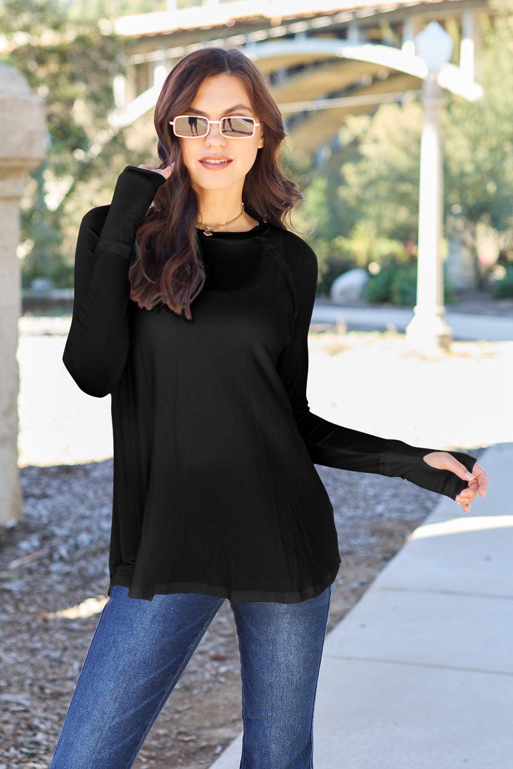 Basic Bae Full Size Round Neck Long Sleeve T-Shirt Carauana Store