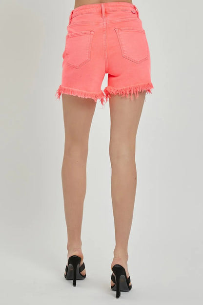 RISEN Raw Hem Asymmetrical Waist Denim Shorts Carauana Store