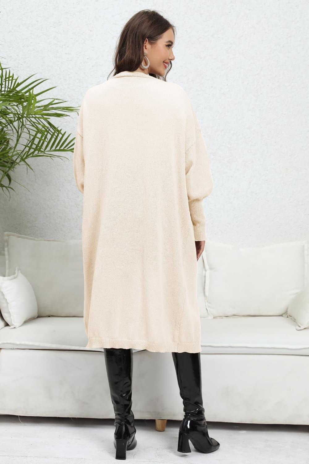 Open Front Dropped Shoulder Cardigan Carauana Store