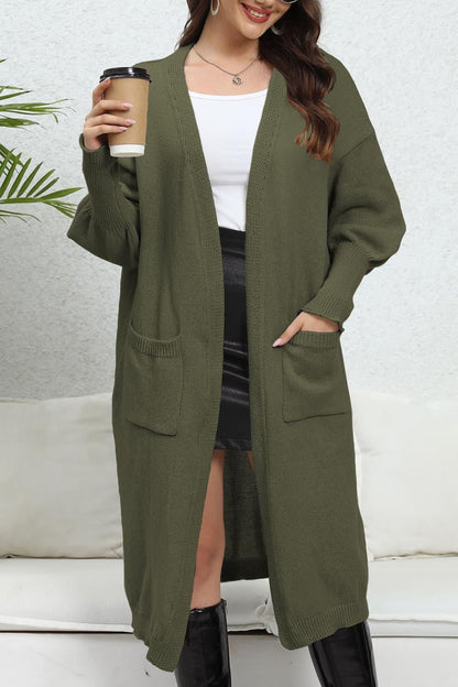 Open Front Dropped Shoulder Cardigan Carauana Store