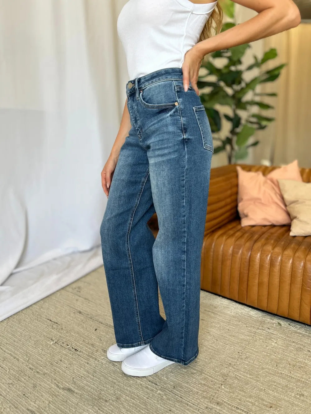 RFM Full Size High Rise Tummy Control Wide Leg Jeans Carauana Store