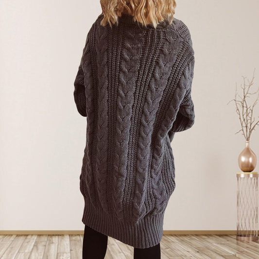 Cable-Knit Open Front Dropped Shoulder Cardigan Carauana Store