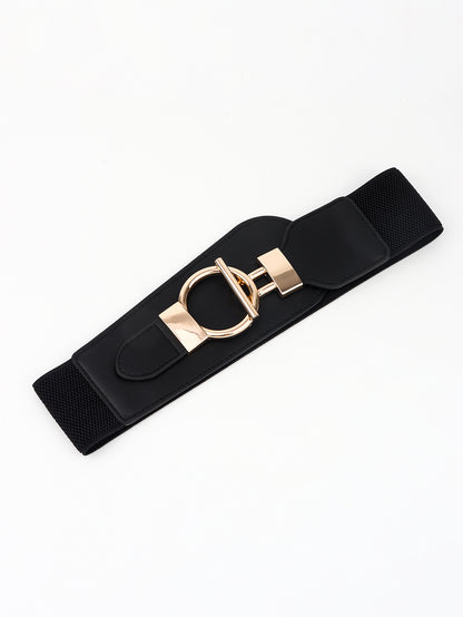PU Elastic Wide Belt with Alloy Buckle Carauana Store