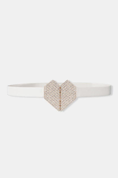 Rhinestone Heart Buckle Elastic Belt Carauana Store