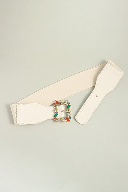 Multicolored Leaf Buckle Elastic Belt Carauana Store