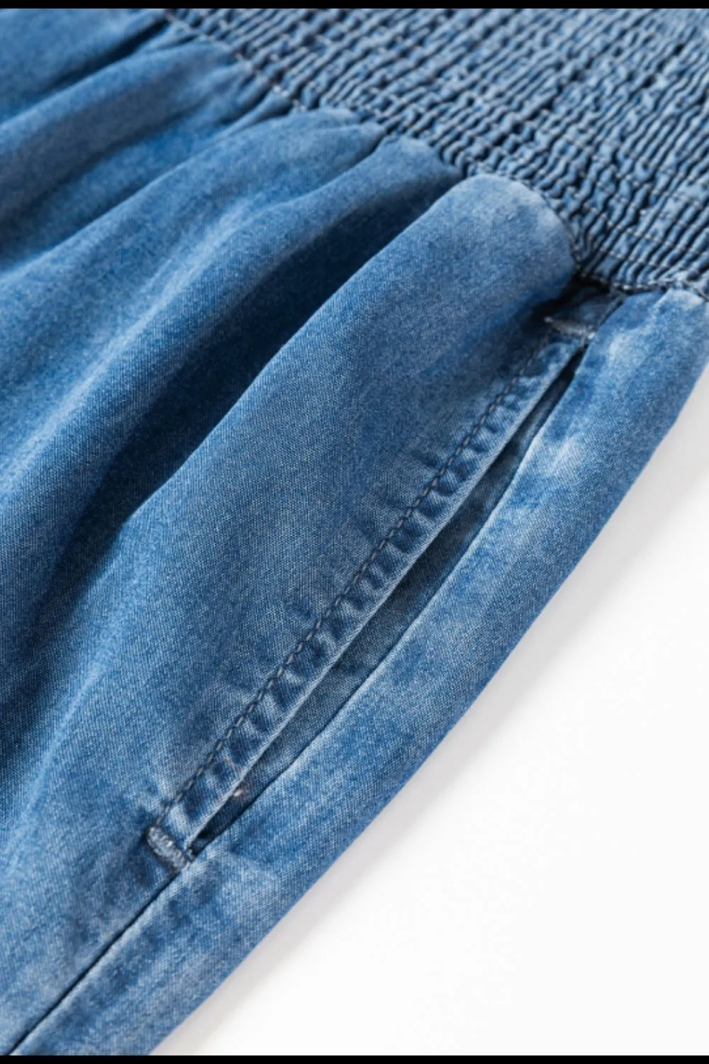 Smocked Wide Leg Jeans Carauana Store