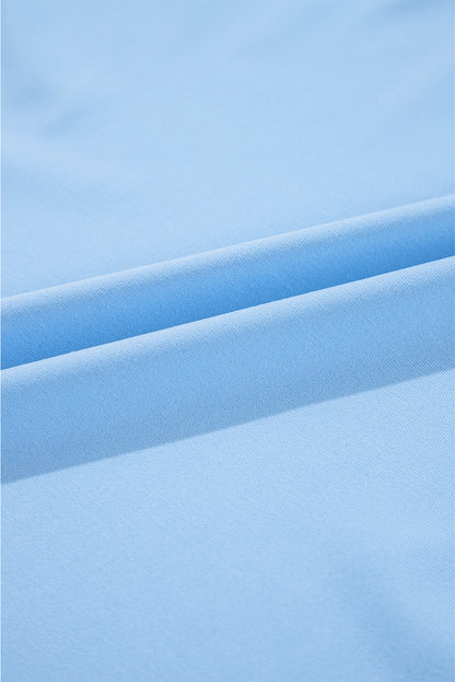 Beau Blue Floral Mesh Puff Sleeve Crew Neck Top