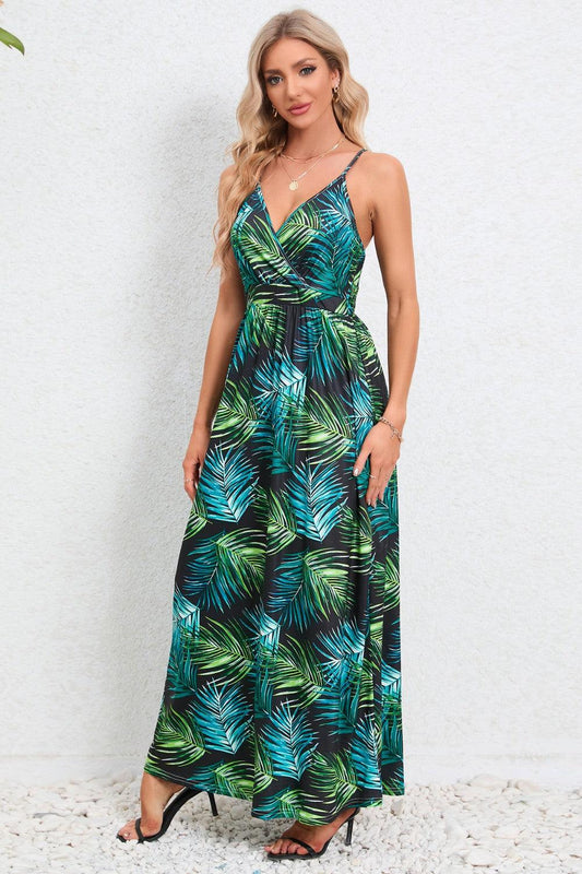 Printed Surplice Maxi Cami Dress Carauana Store