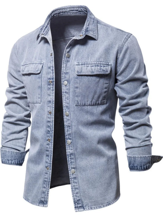 Men's Button Down Chest Pocket Denim Jacket Carauana Store