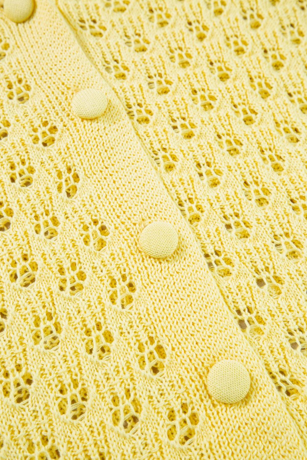 Openwork V-Neck Long Sleeve Cardigan Carauana Store