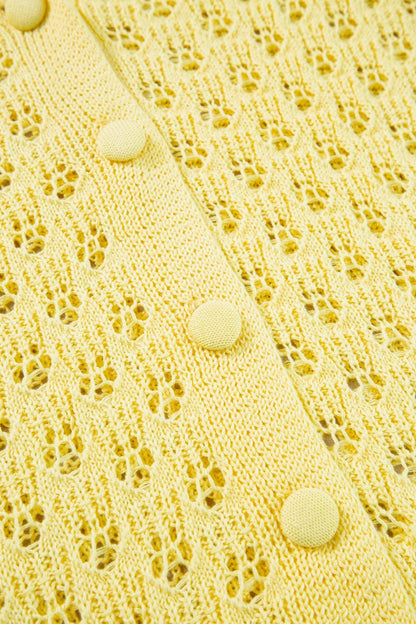 Openwork V-Neck Long Sleeve Cardigan Carauana Store