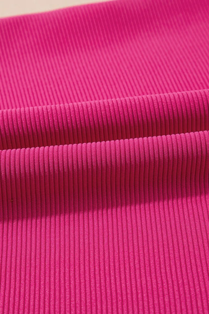 Striped Detail Flutter Sleeve Zipped Collar Top and Short Set Carauana Store