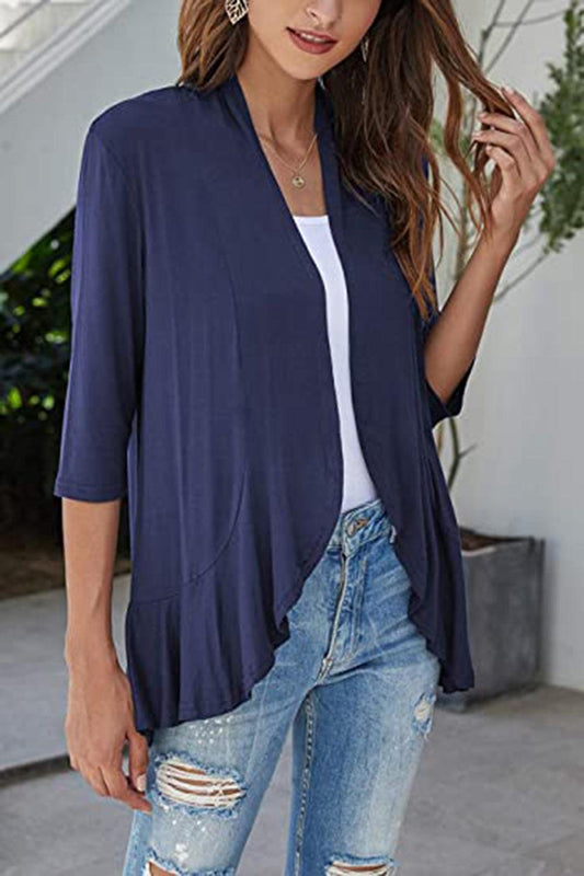 Open Front Three-Quarter Sleeve Cardigan Carauana Store