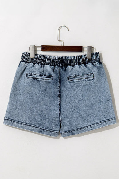 Drawstring High Waist Pocketed Denim Shorts Carauana Store