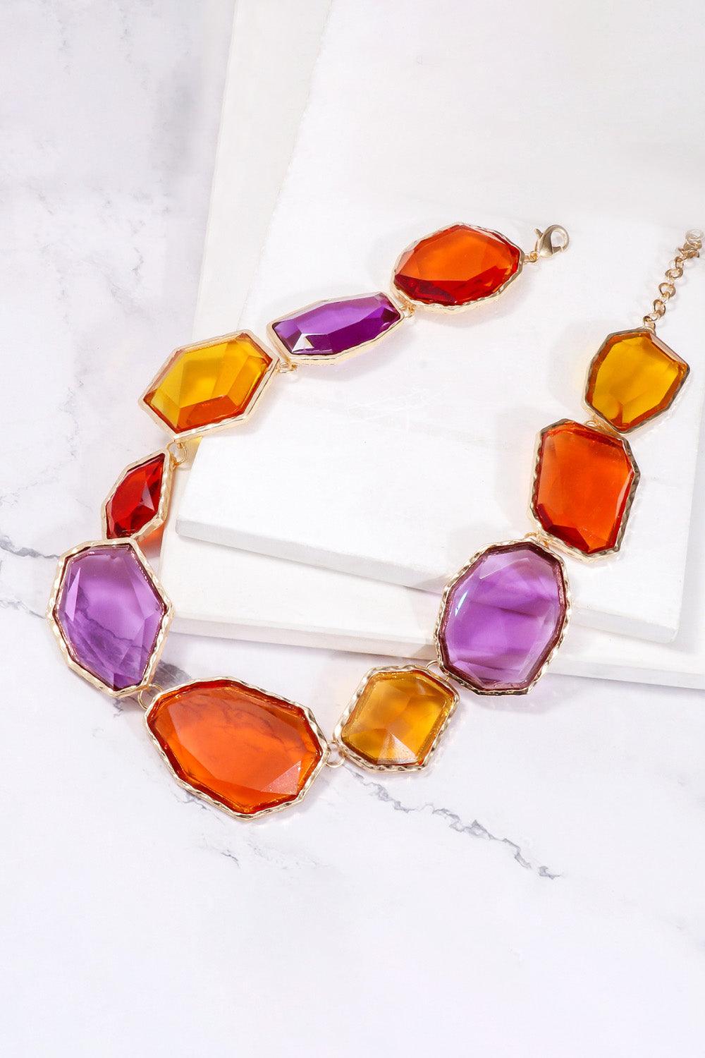 Geometrical Shape Zinc Alloy Frame Resin Necklace Carauana Store