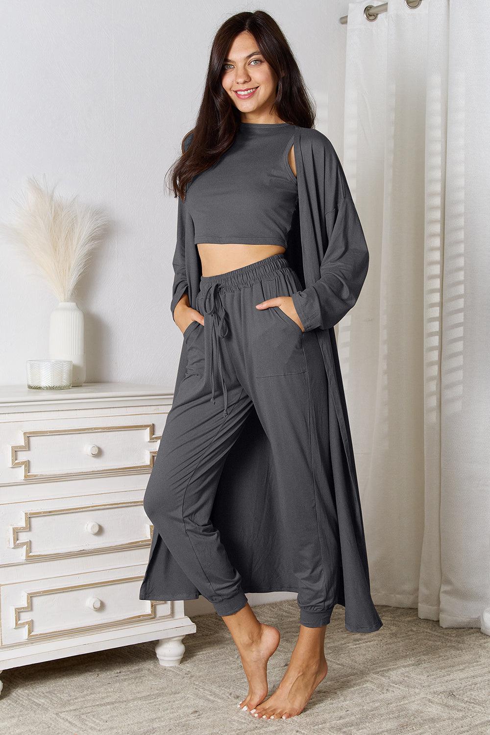 Tank, Pants, and Cardigan Set with Pockets Carauana Store