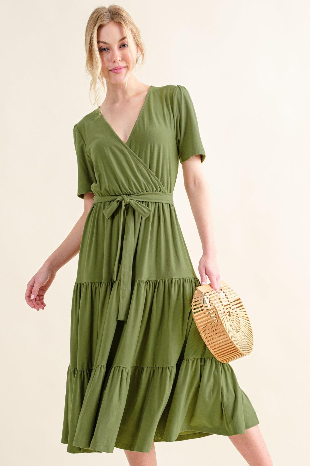 And The Why Soft Short Sleeve Tiered Midi Dress Carauana Store