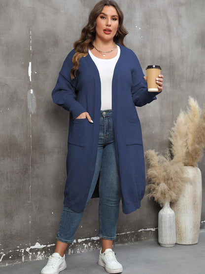 Plus Size Long Sleeve Pocketed Cardigan Carauana Store