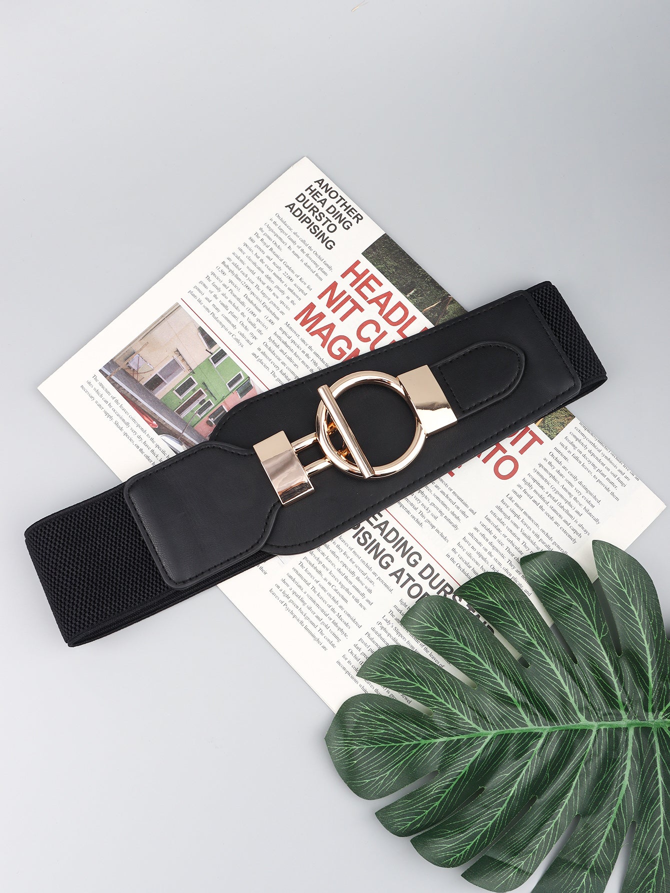 PU Elastic Wide Belt with Alloy Buckle Carauana Store