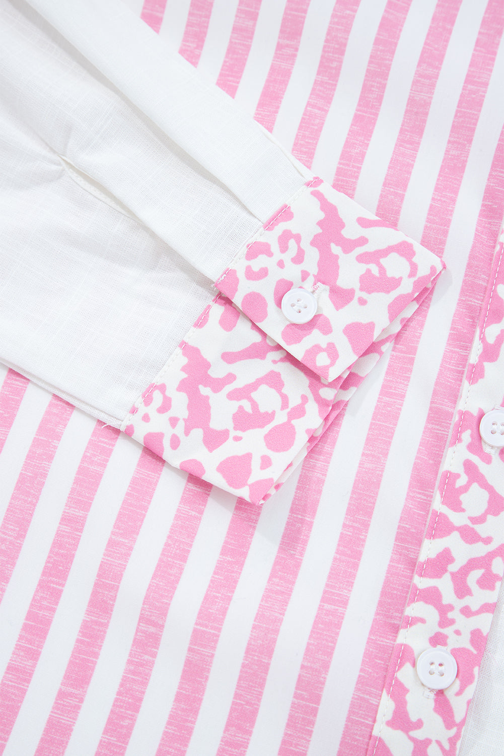 Pink Leopard Striped Western Casual Shirt