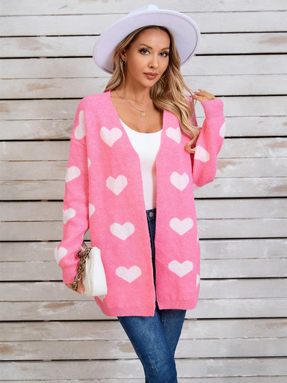 Angel Wings Heart Open Front Long Sleeve Cardigan Carauana Store