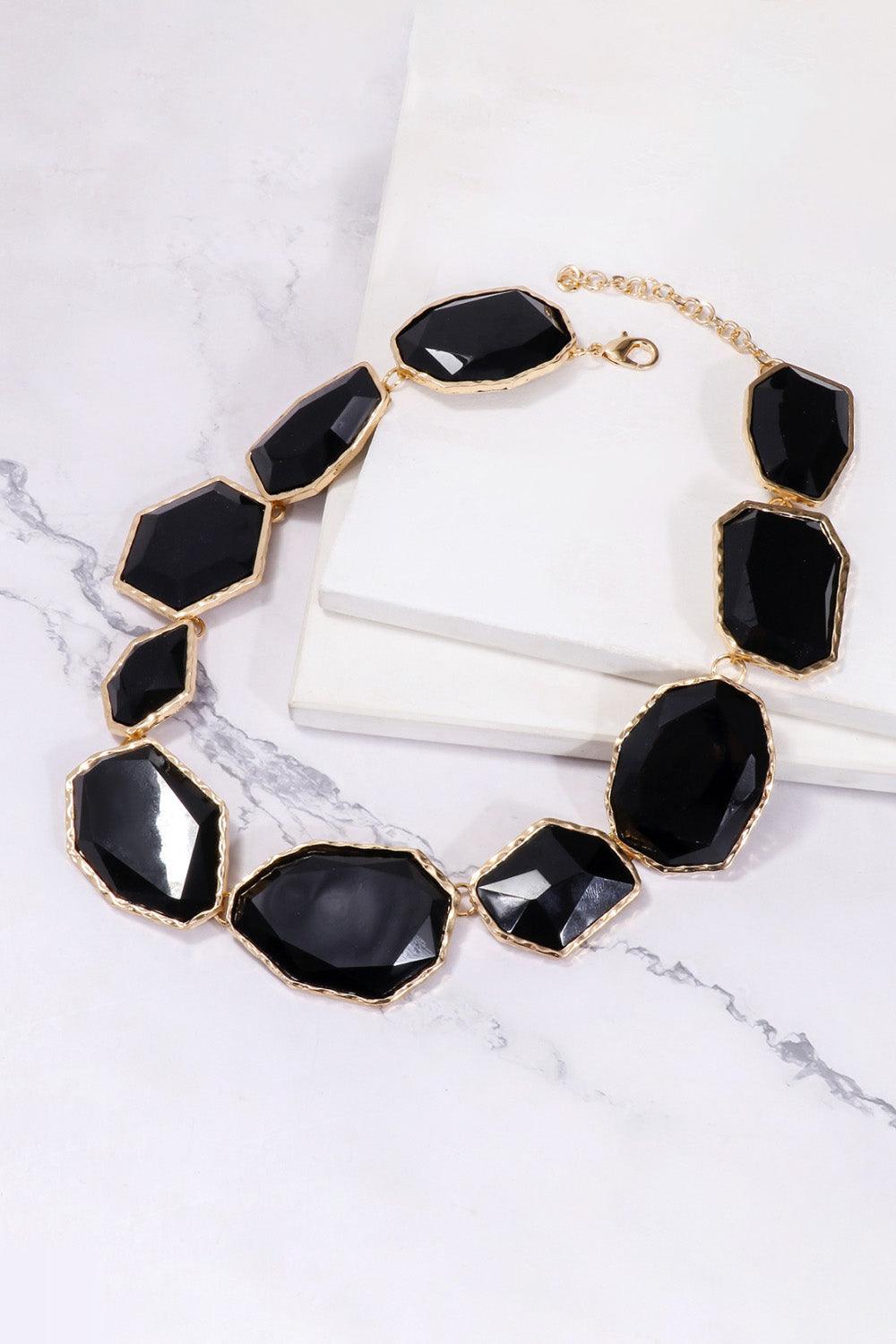 Geometrical Shape Zinc Alloy Frame Resin Necklace Carauana Store