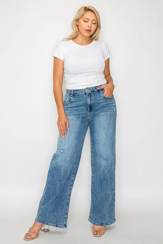 bytos Full Size High Rise Wide Leg Jeans with Pockets Carauana Store