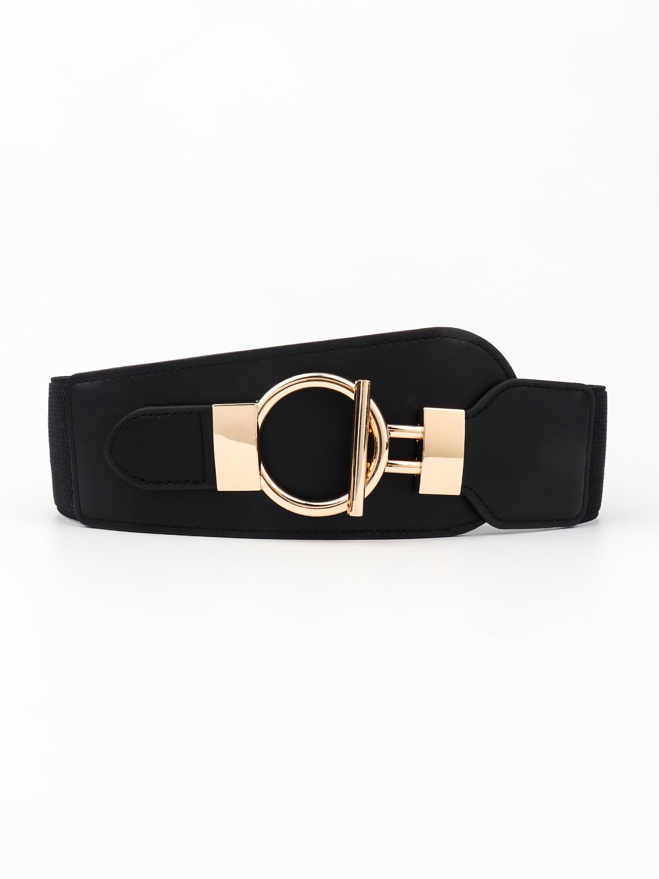 PU Elastic Wide Belt with Alloy Buckle Carauana Store