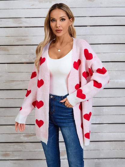 Angel Wings Heart Open Front Long Sleeve Cardigan Carauana Store