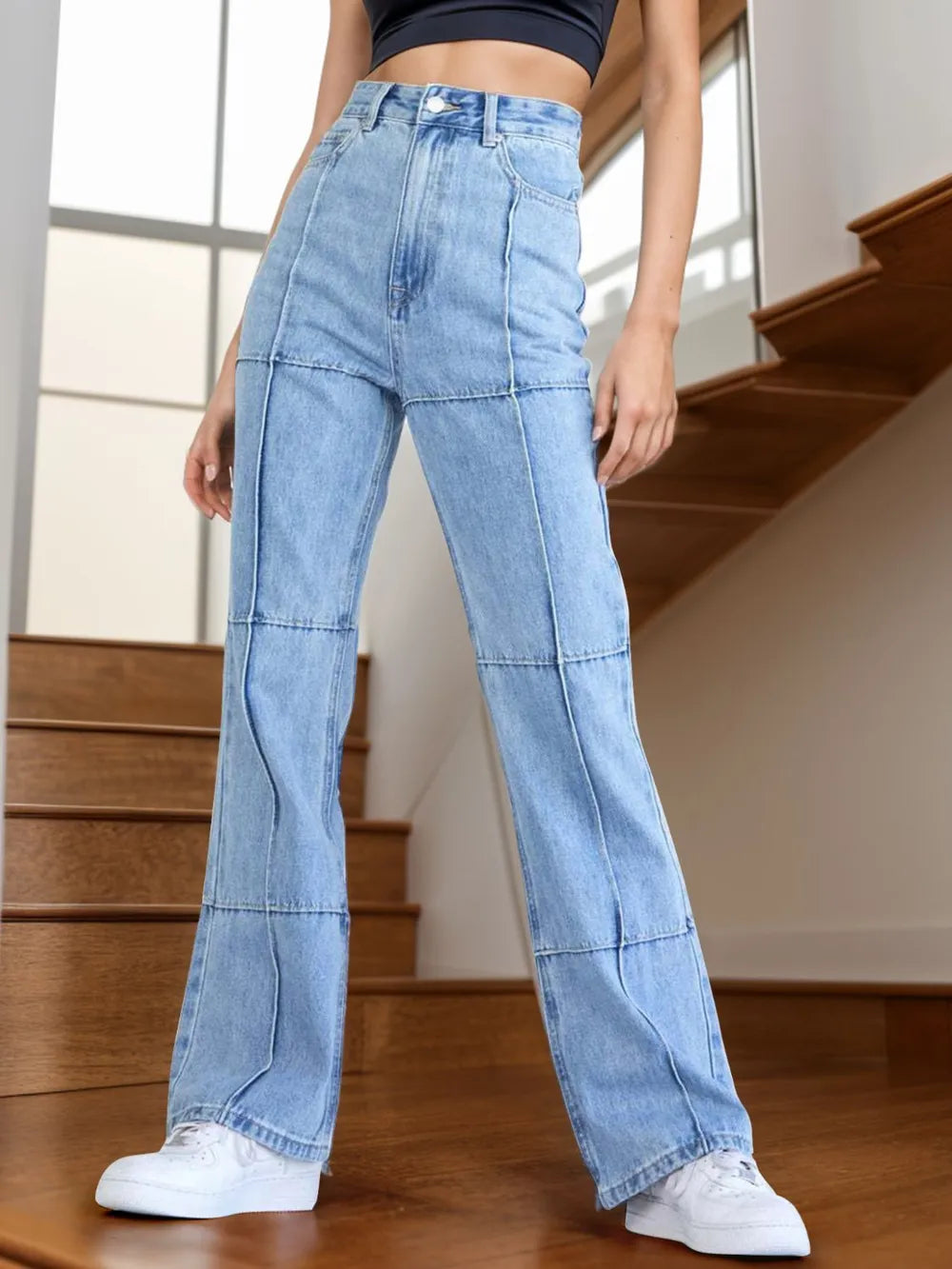 High Waist Straight Jeans with Pockets Carauana Store