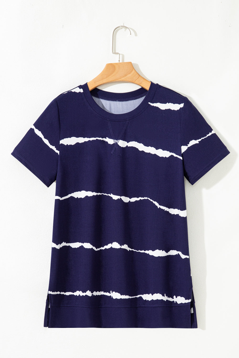 Blue Tie-dye Stripe Casual T-Shirt