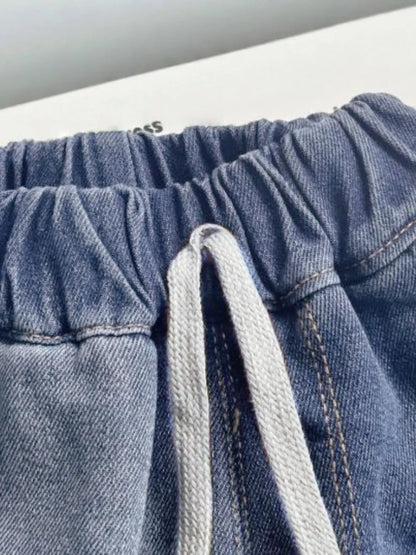 Collared Neck Button Up Top and Shorts Denim Set Carauana Store