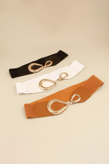 Ribbed Alloy Buckle Elastic Belt Carauana Store