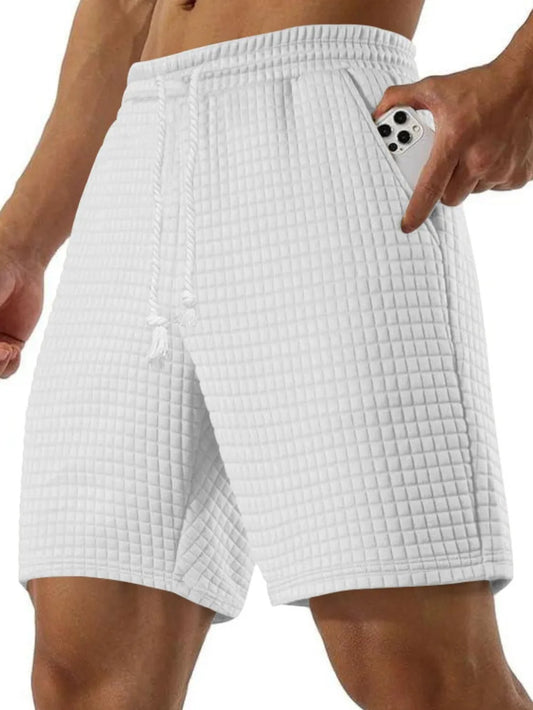 Men's Full Size Drawstring Textured Shorts Plus Size Carauana Store
