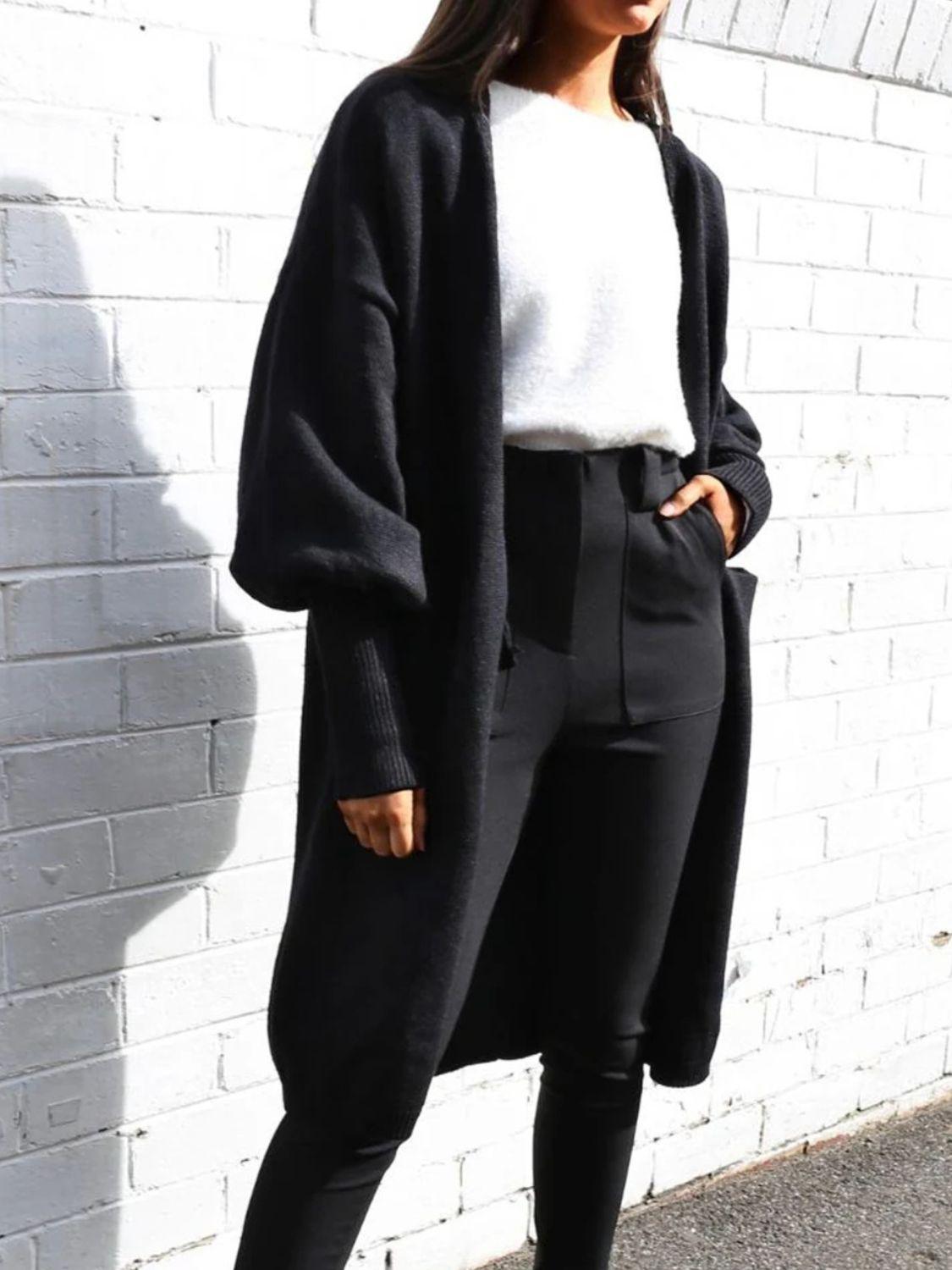 Perfee Open Front Dropped Shoulder Cardigan Carauana Store