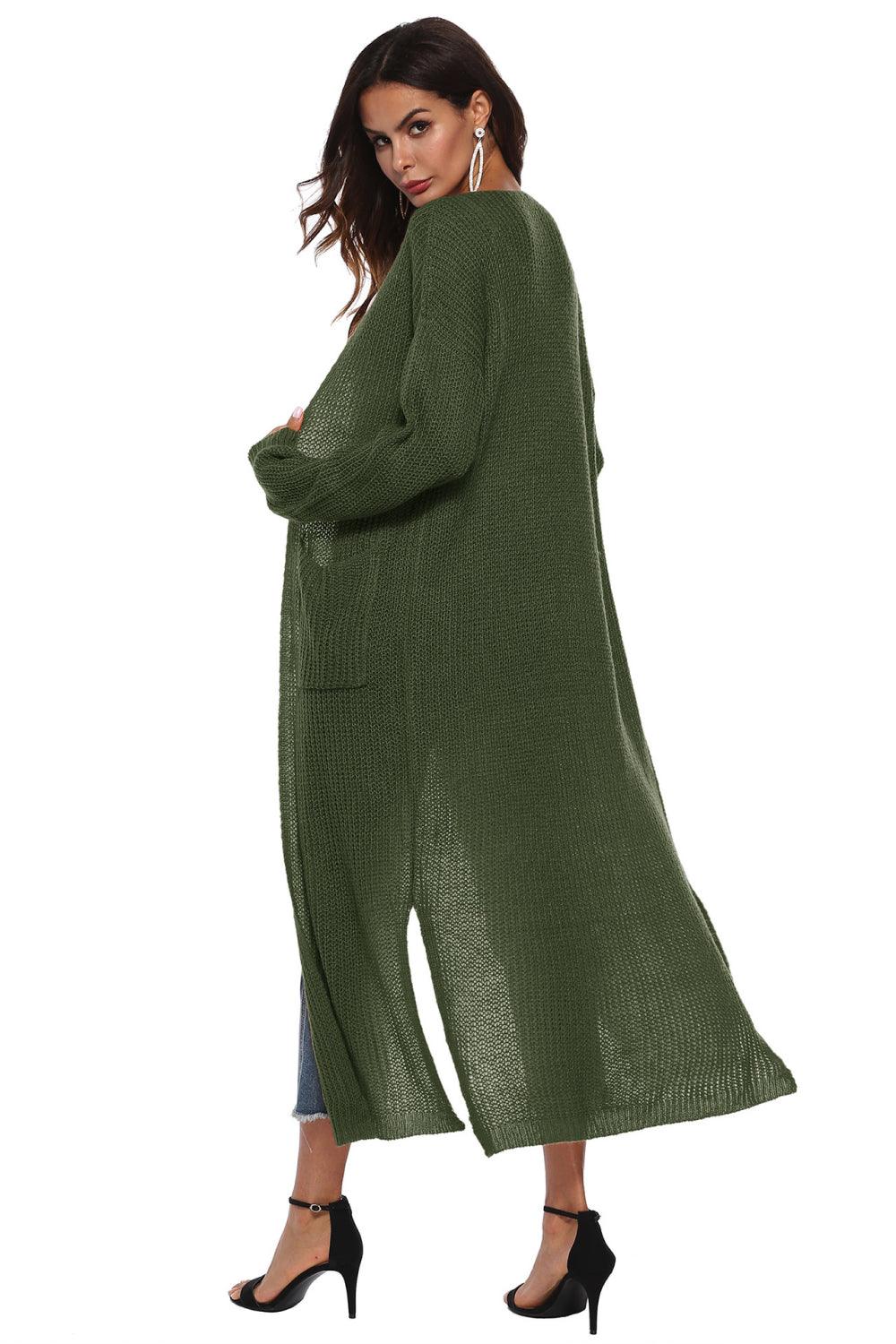 Long Sleeve Open Front Buttoned Cardigan Carauana Store