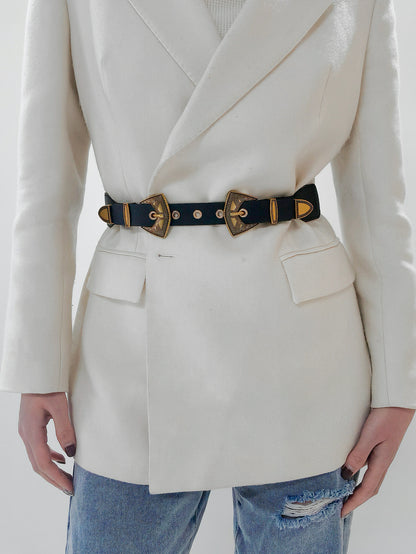 Double Buckle PU Leather Belt Carauana Store