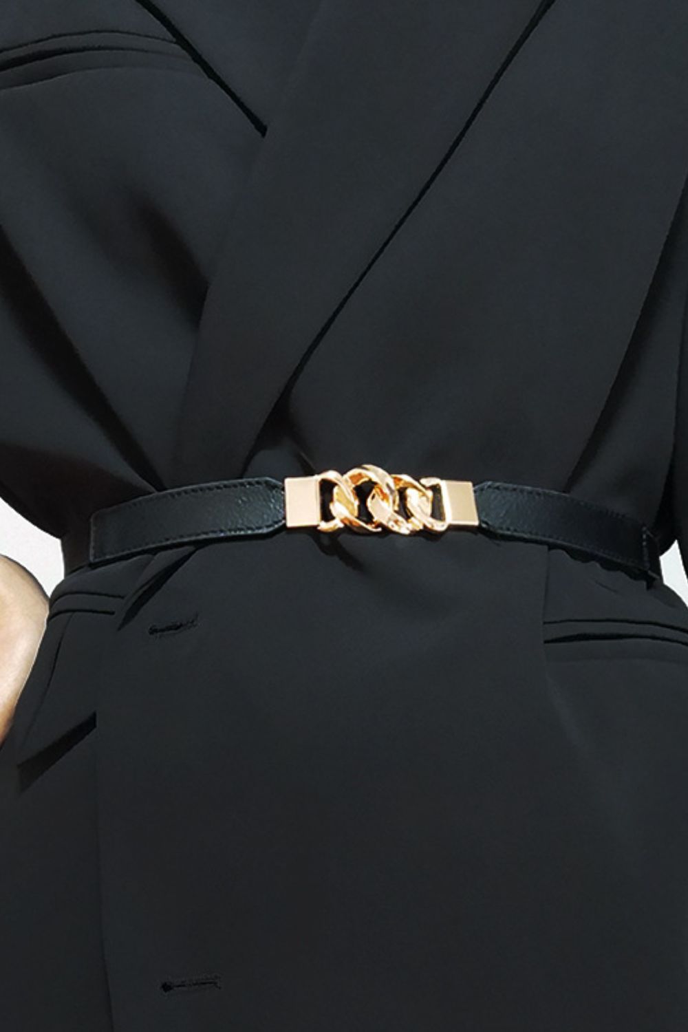 Zinc Alloy Buckle Elastic PU Belt Carauana Store