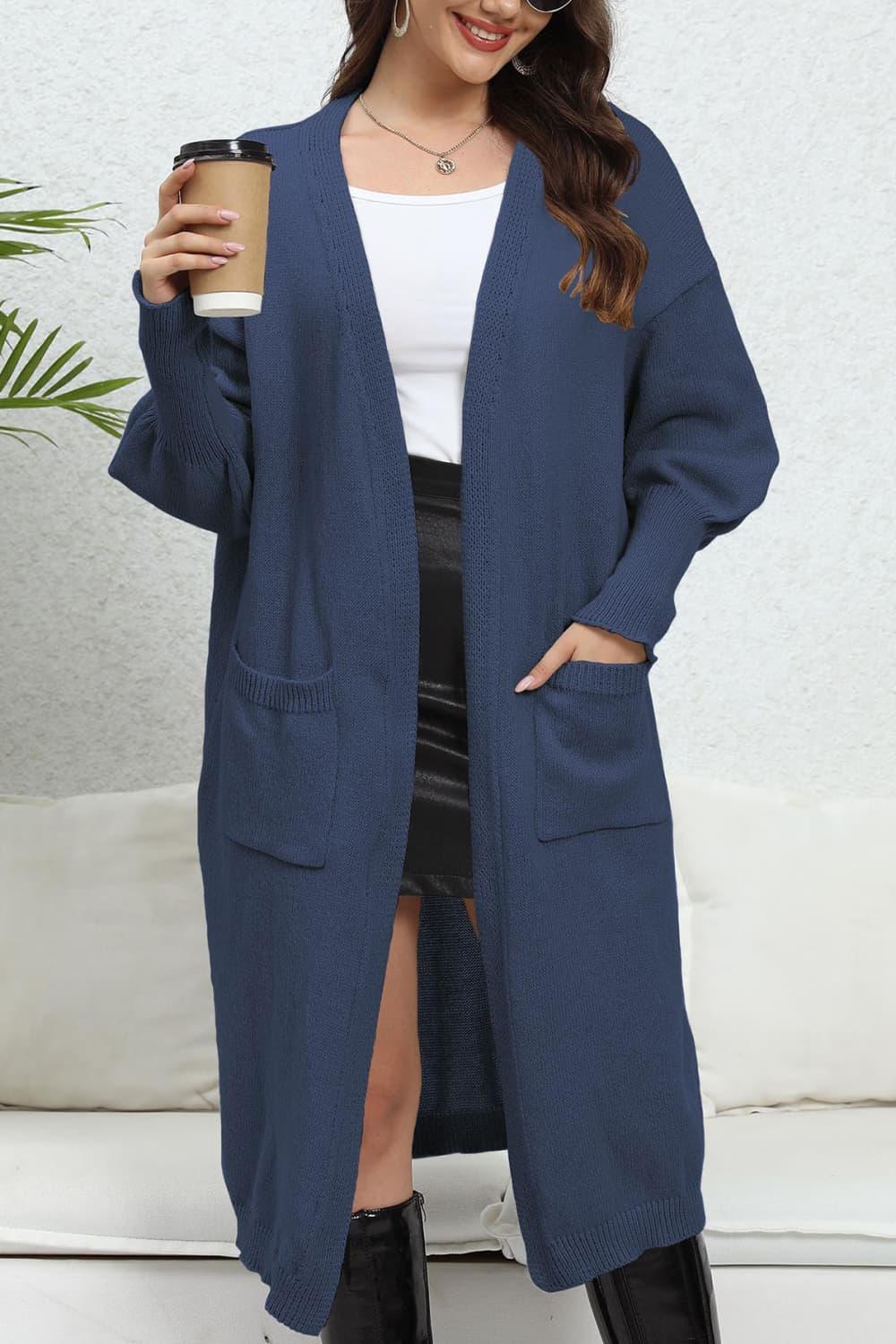 Open Front Dropped Shoulder Cardigan Carauana Store