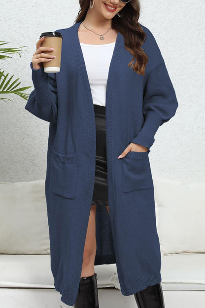 Open Front Dropped Shoulder Cardigan Carauana Store