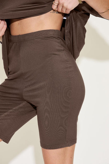 Basic Bae Full Size V-Neck Drop Shoulder Short Sleeve T-Shirt and Shorts Set Carauana Store