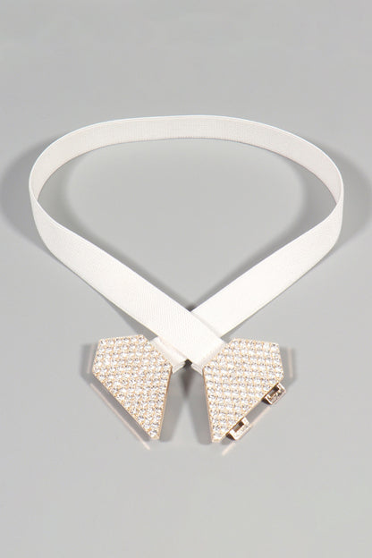 Rhinestone Heart Buckle Elastic Belt Carauana Store