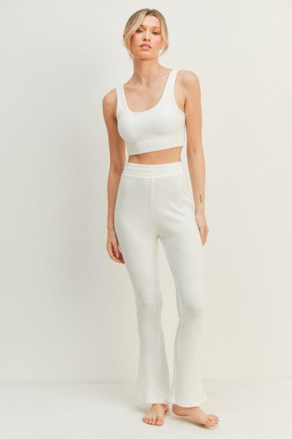 Kimberly C Waffle Tank and High Waist Flare Pants Set Carauana Store