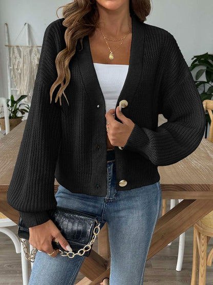 V-Neck Button Up Long Sleeve Cardigan Carauana Store