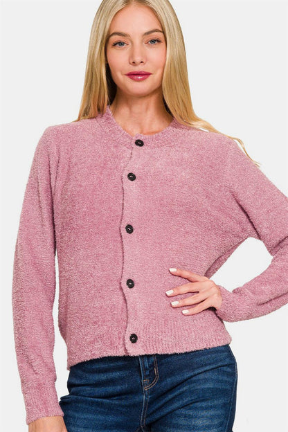 Zenana Button Down Long Sleeve Sweater Cardigan Carauana Store